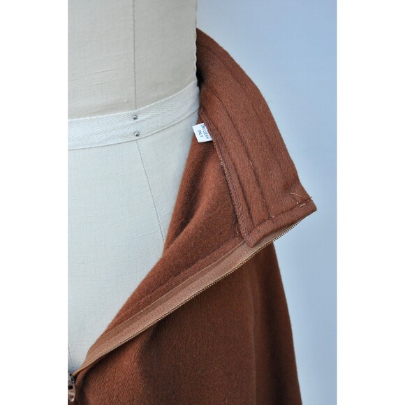 50s Brown High Waist Skort - High Waisted PantSkirt - Wool Skort Pants Skirt XXS - Picture 8 of 10